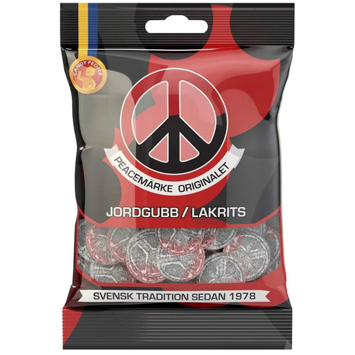 Candypeople Peacemärke Jordgubb / Lakrits - Erdbeer / Lakritz (80g) 1