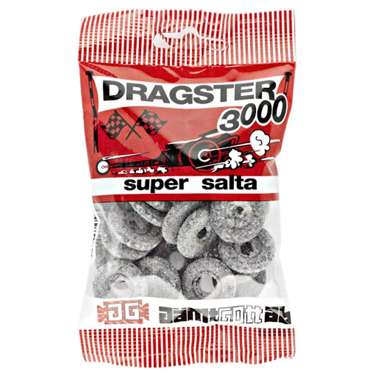 Dragster 3000 super salta - extra salzige Lakritzreifen (65g) 1