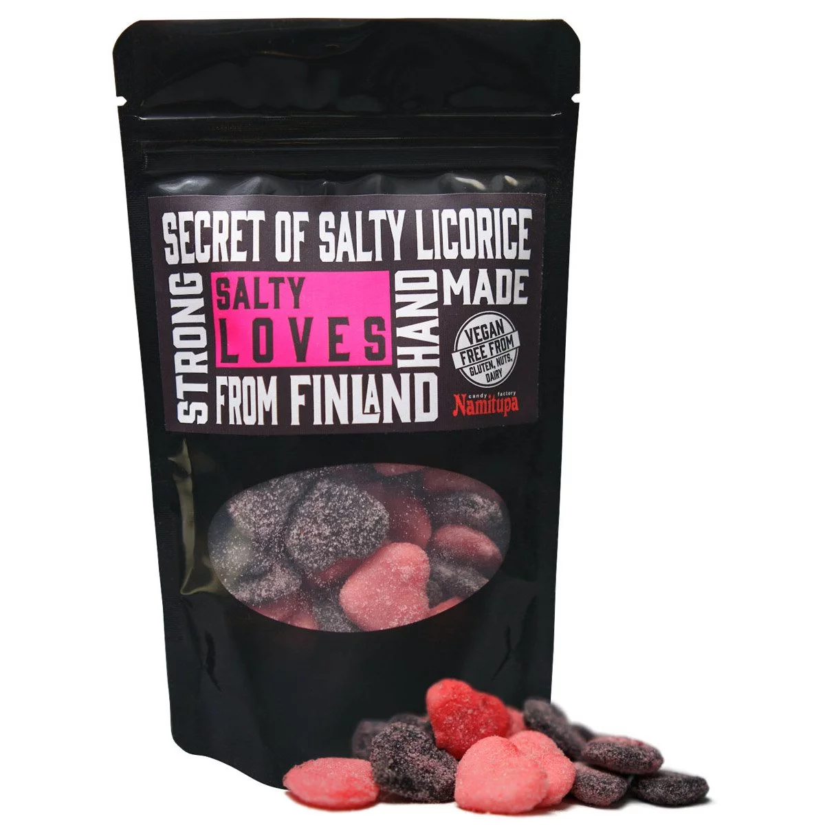 Namitupa Salty Loves Salmiac-Bonbons aus Finnland (100g) 1