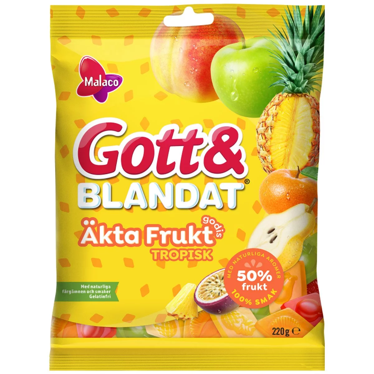 Malaco Gott & Blandat Äkta frukt Tropisk - Tropische Früchte (100g) 1