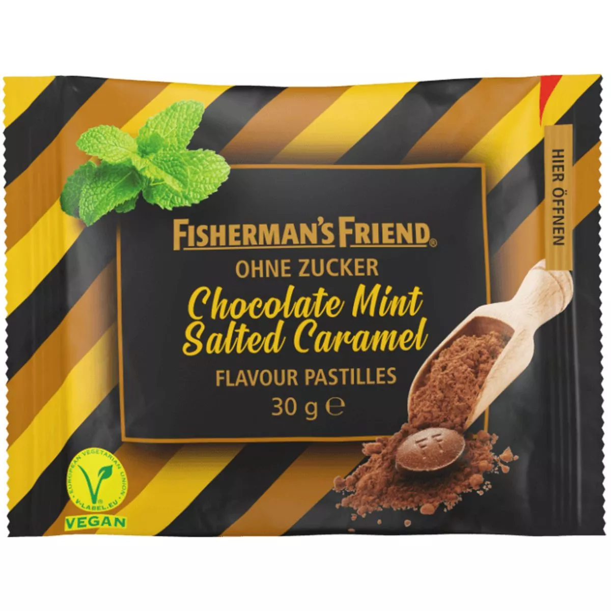 Fisherman's Friend Chocolate Mint Salted Caramel ohne Zucker (25g) 1