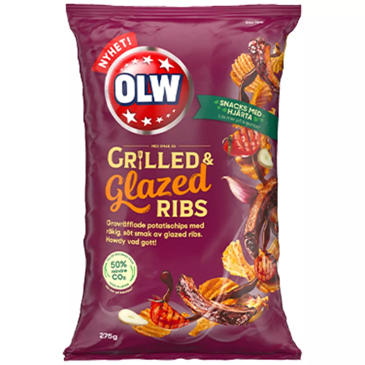 OLW Grilled & Glazed Ribs Kartoffelchips - BIGPACK (275g) 1