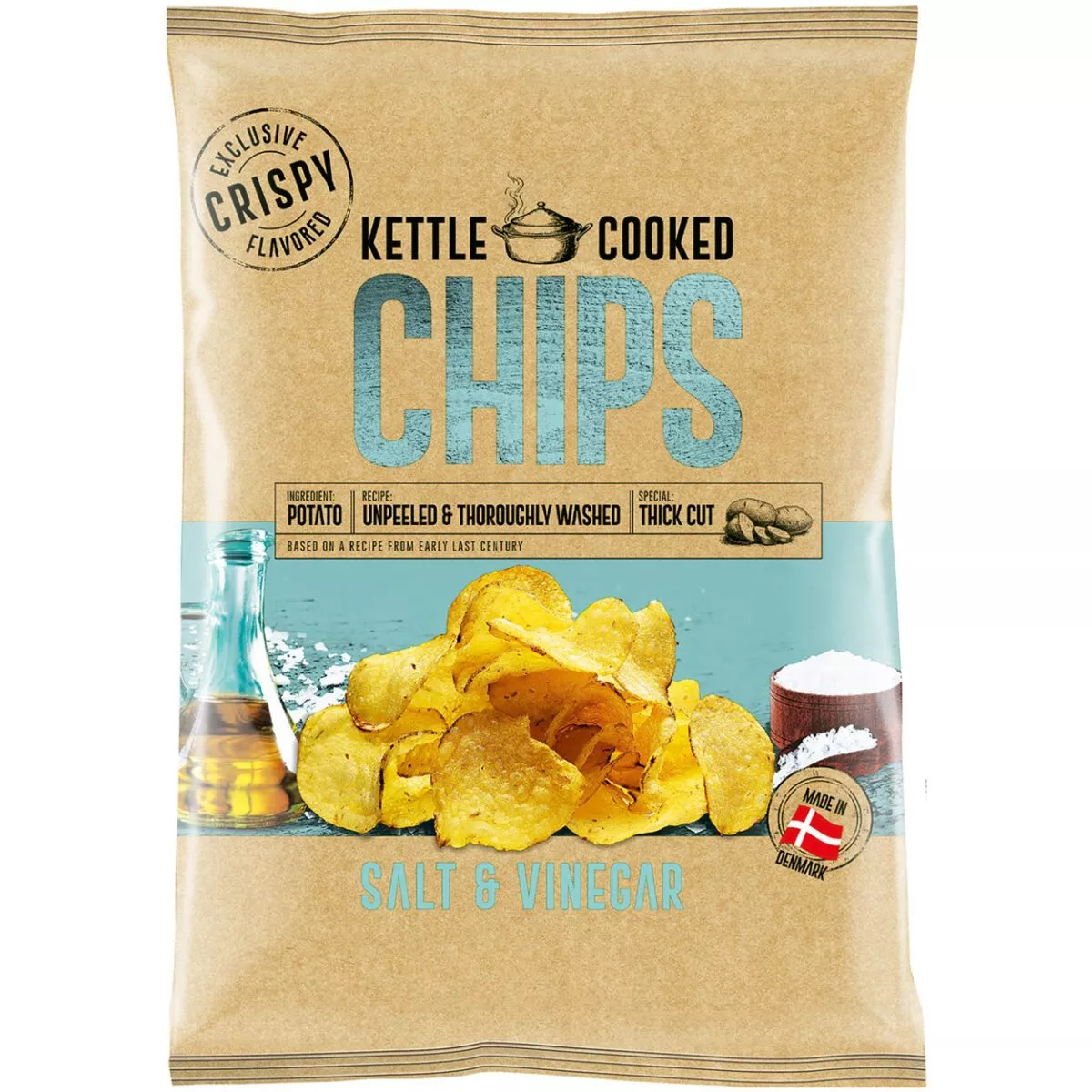 OK Snacks Kettle Chips SALT & VINEGAR aus Dänemark (150g) 1