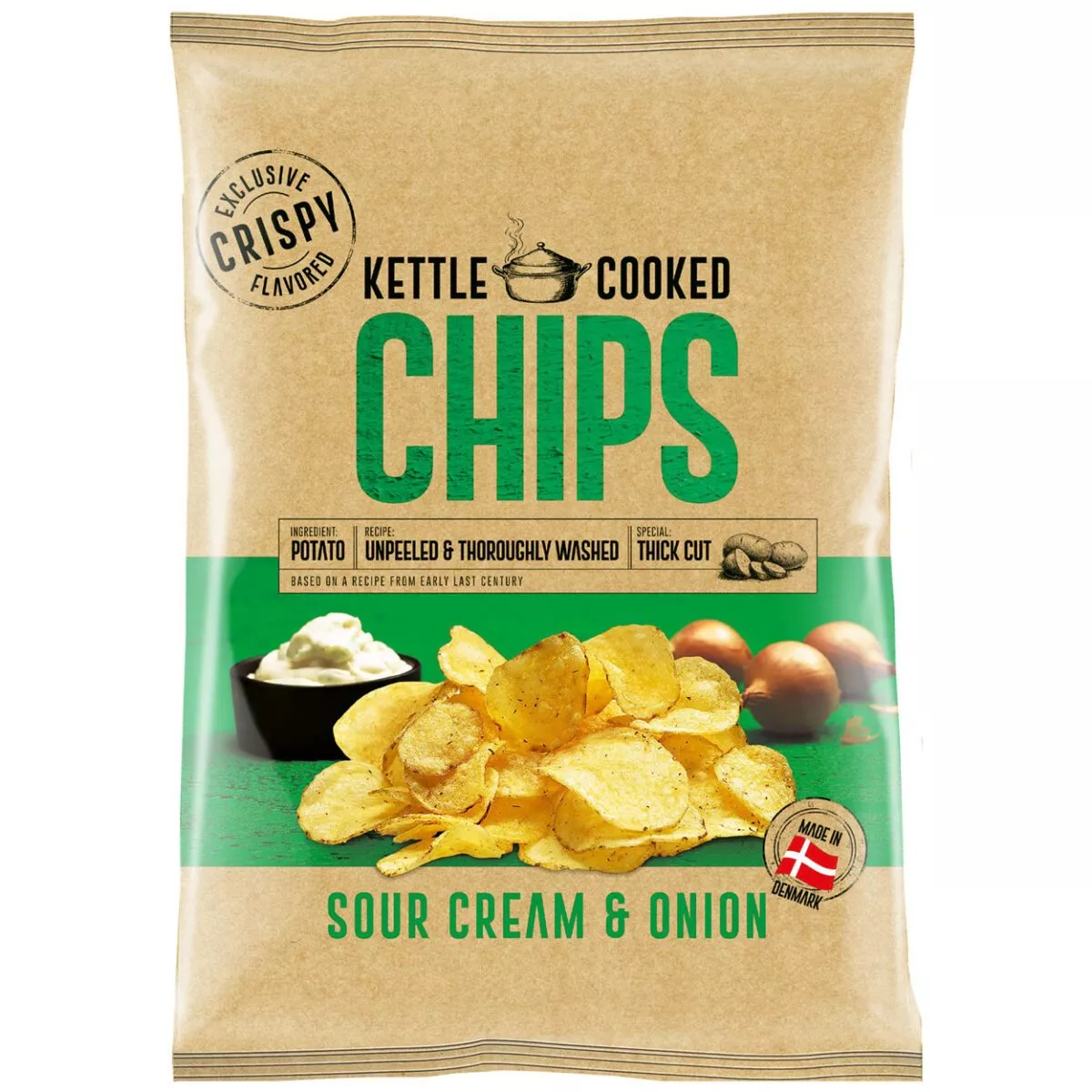 OK Snacks Kettle Chips SOUR CREME & ONION (150g) *SONDERPREIS wegen kurzer Haltbarkeit* 1