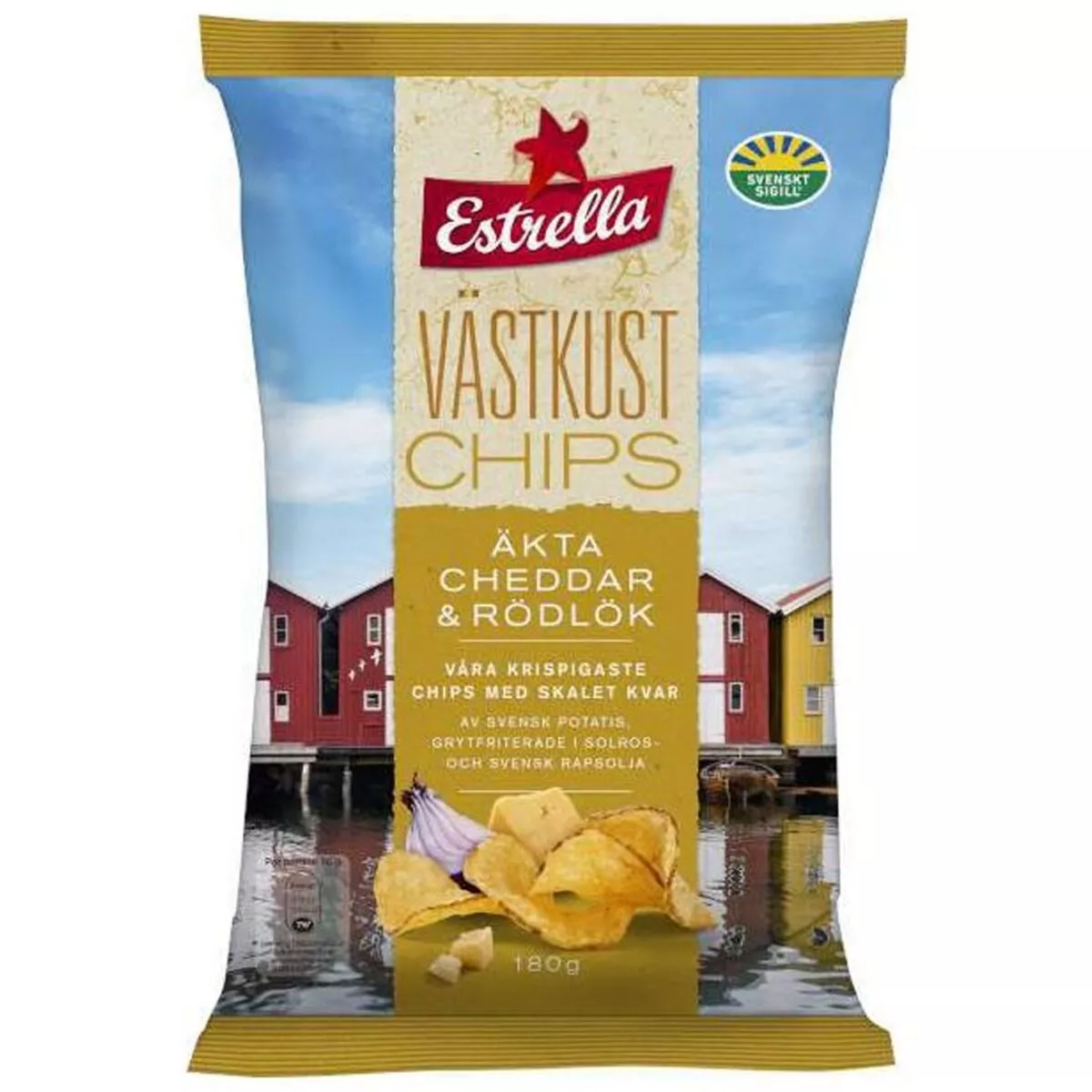 Estrella Västkust Chips Cheddar & Rödlök (180g) 1